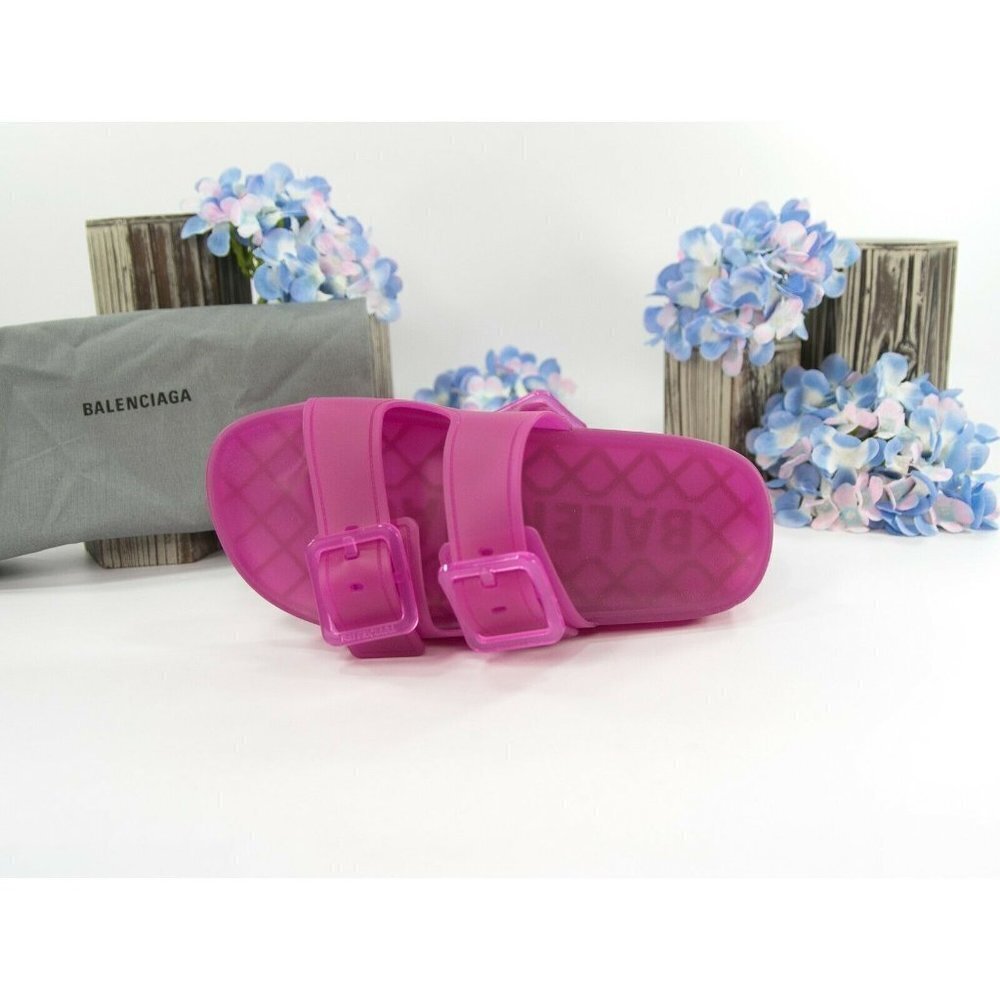 Balenciaga Magenta Pink Mallora Pool Slide Sandal 36 NIB - Picture 7 of 8
